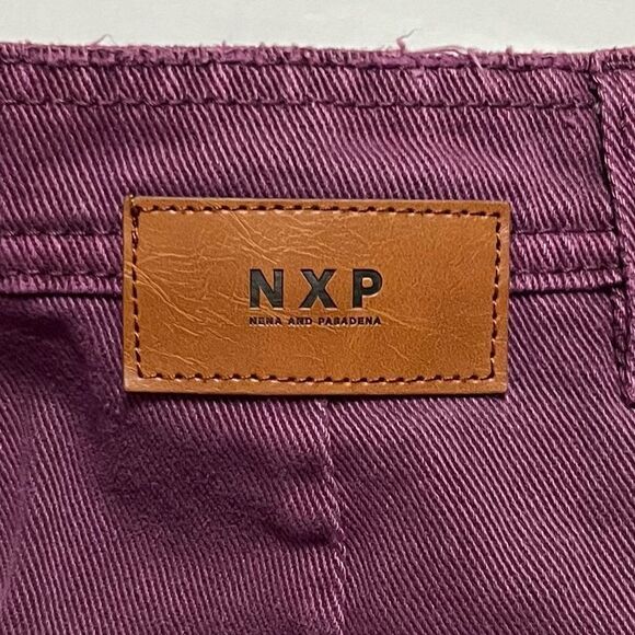 NXP Nena and Pasadena Denim Jean Skirt Purple Exposed Front Buttons Size XS - Picture 4 of 14